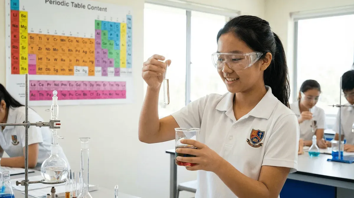 A secondary student working through a chemistry problem