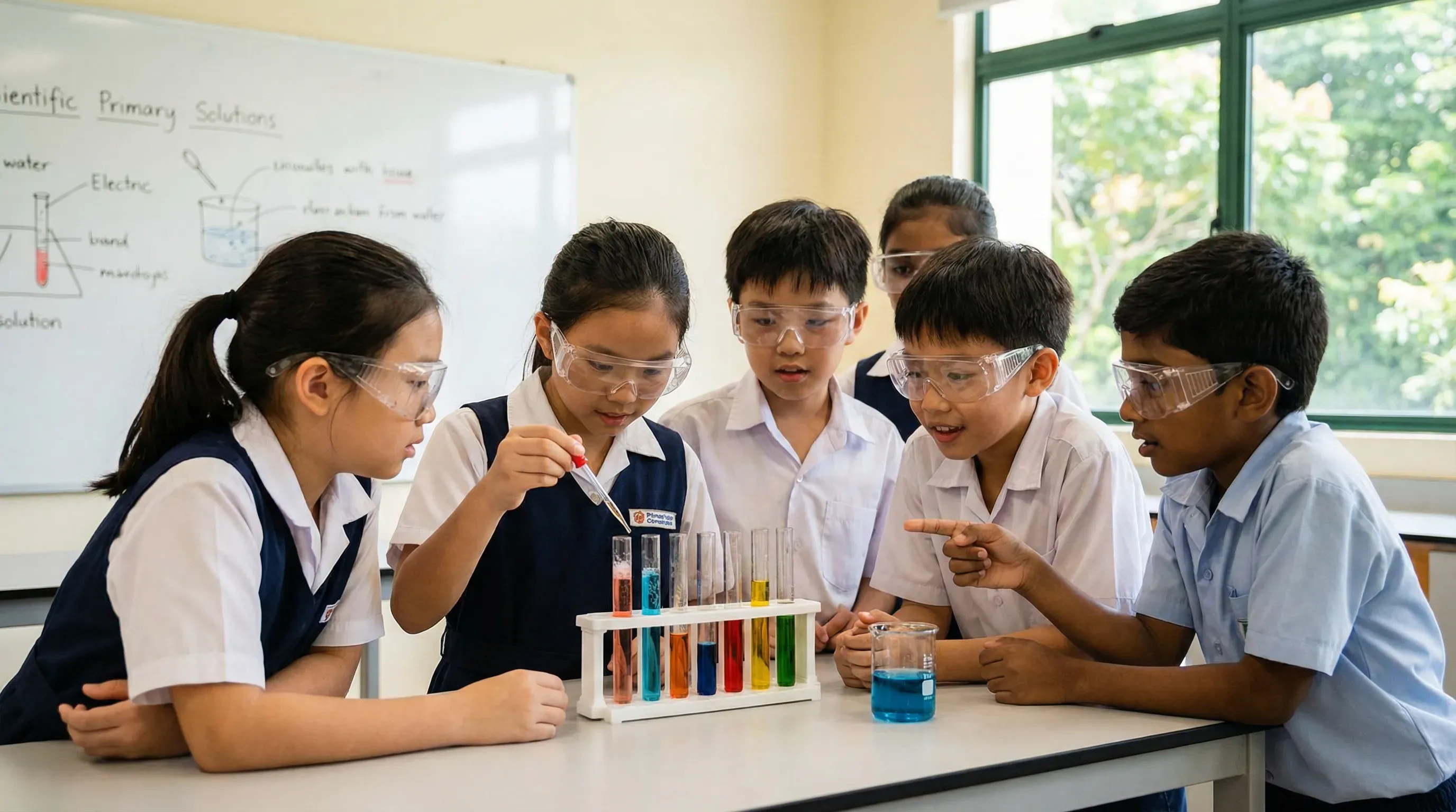 A pupil examining a science diagram during an online lesson