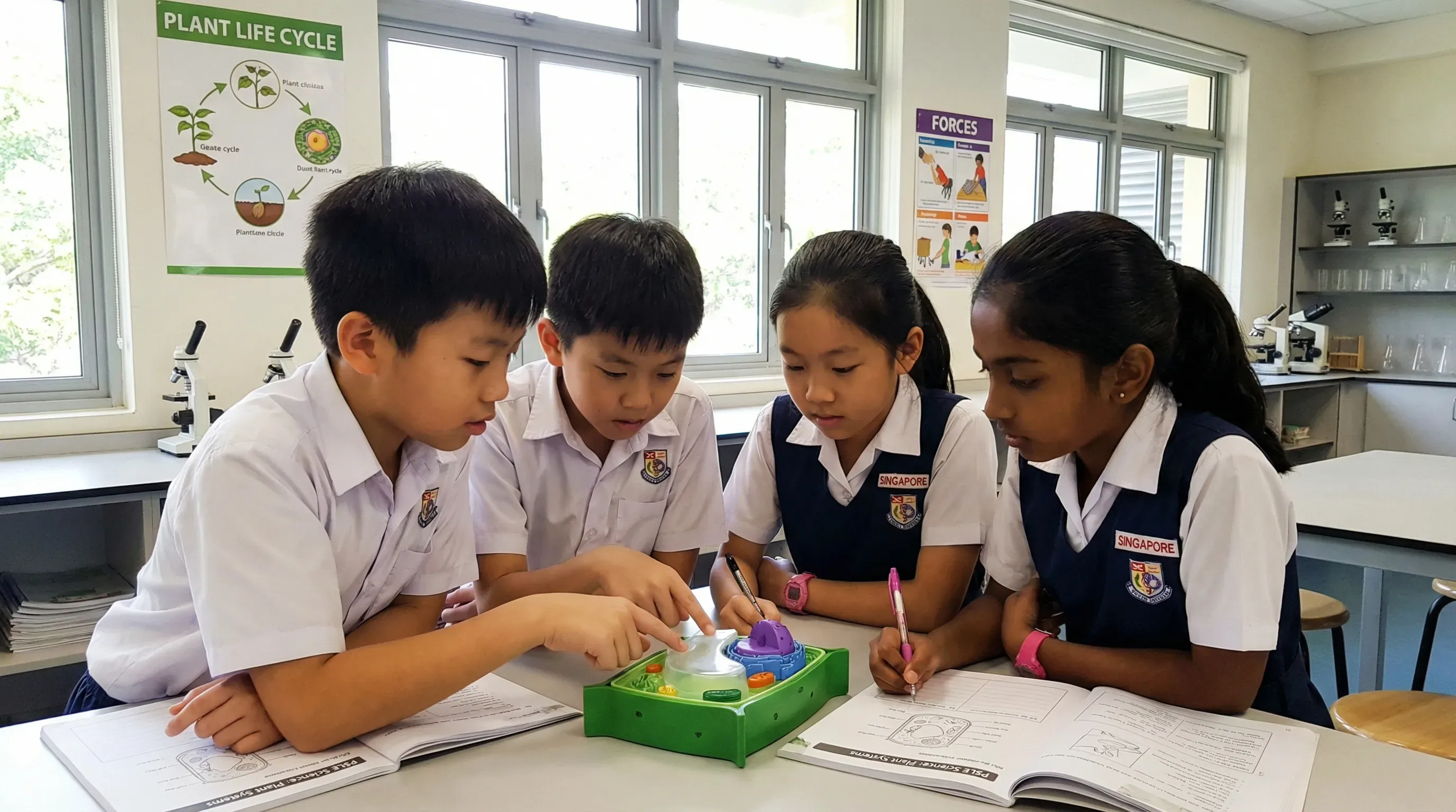A P6 pupil revising science topics before the PSLE